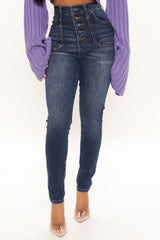 Nequita High Rise Skinny Jeans - Medium Blue Wash Ins Street