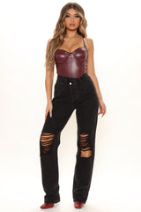 Tall Distressed Crossover Straight Leg Jeans - Black Ins Street