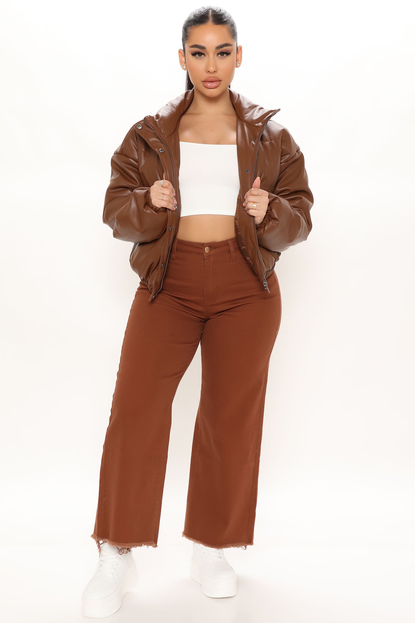 Lookin' Good Fray Hem Wide Leg Jeans - Chocolate Ins Street