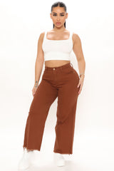 Lookin' Good Fray Hem Wide Leg Jeans - Chocolate Ins Street