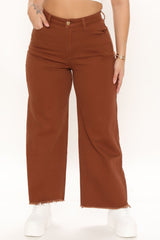 Lookin' Good Fray Hem Wide Leg Jeans - Chocolate Ins Street