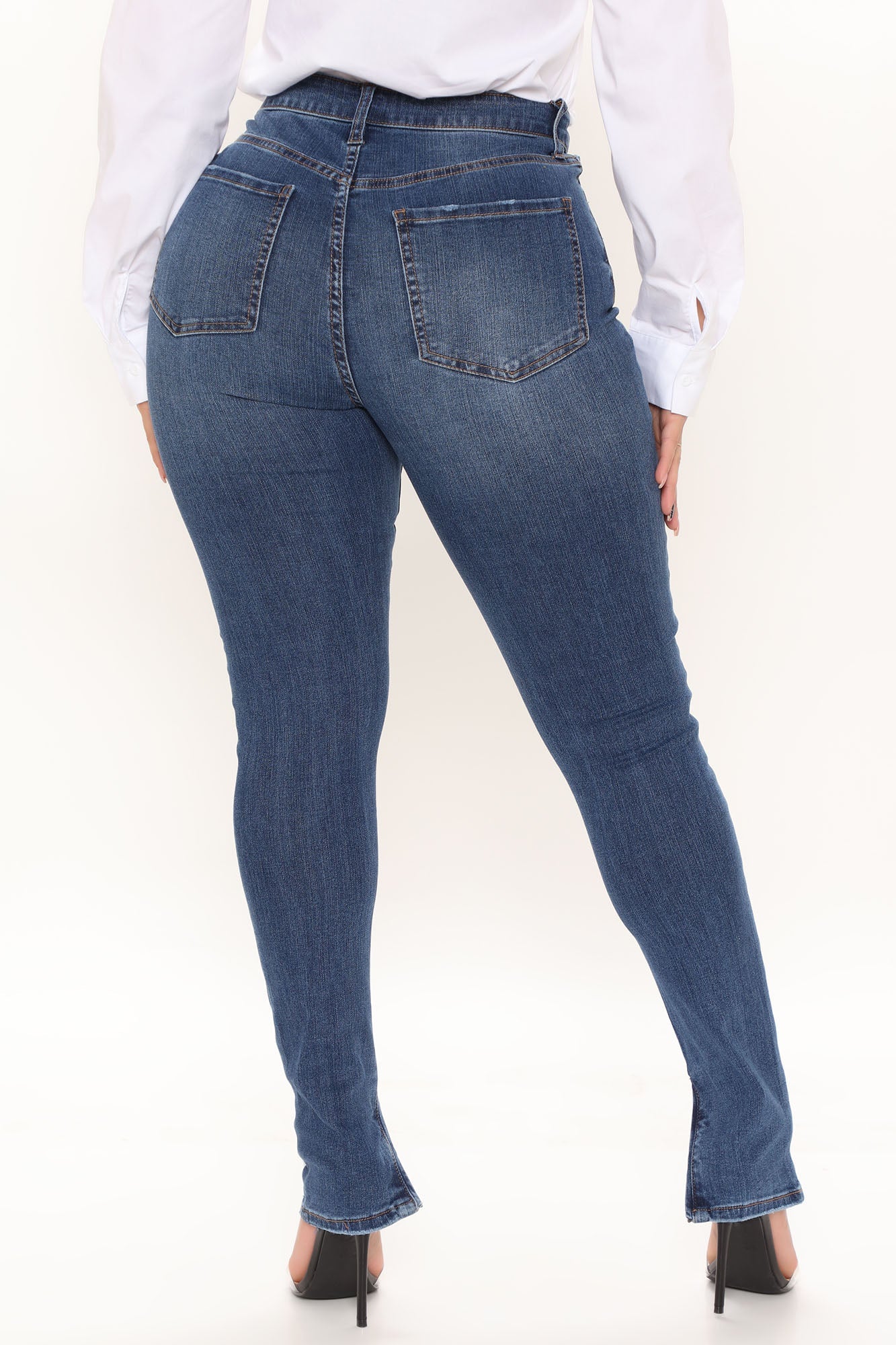 Just Zip It Stretch Skinny Jeans - Medium Blue Wash Ins Street