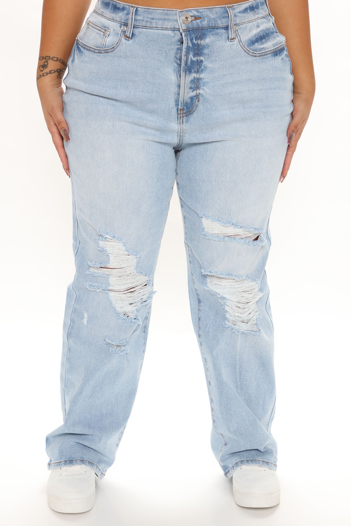 Vibin Vintage 90's Slacker Straight Leg Jeans - Light Blue Wash – InsStreet