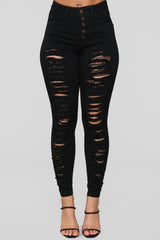Right Up Your Alley Distressed Jeans - Black Ins Street