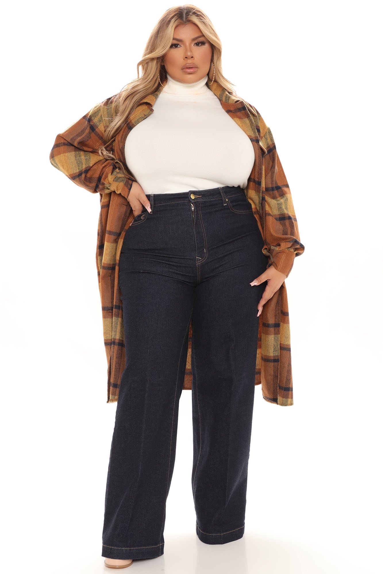 Classic High Waist Trouser Flare Jeans - Rinse Blue Wash Ins Street
