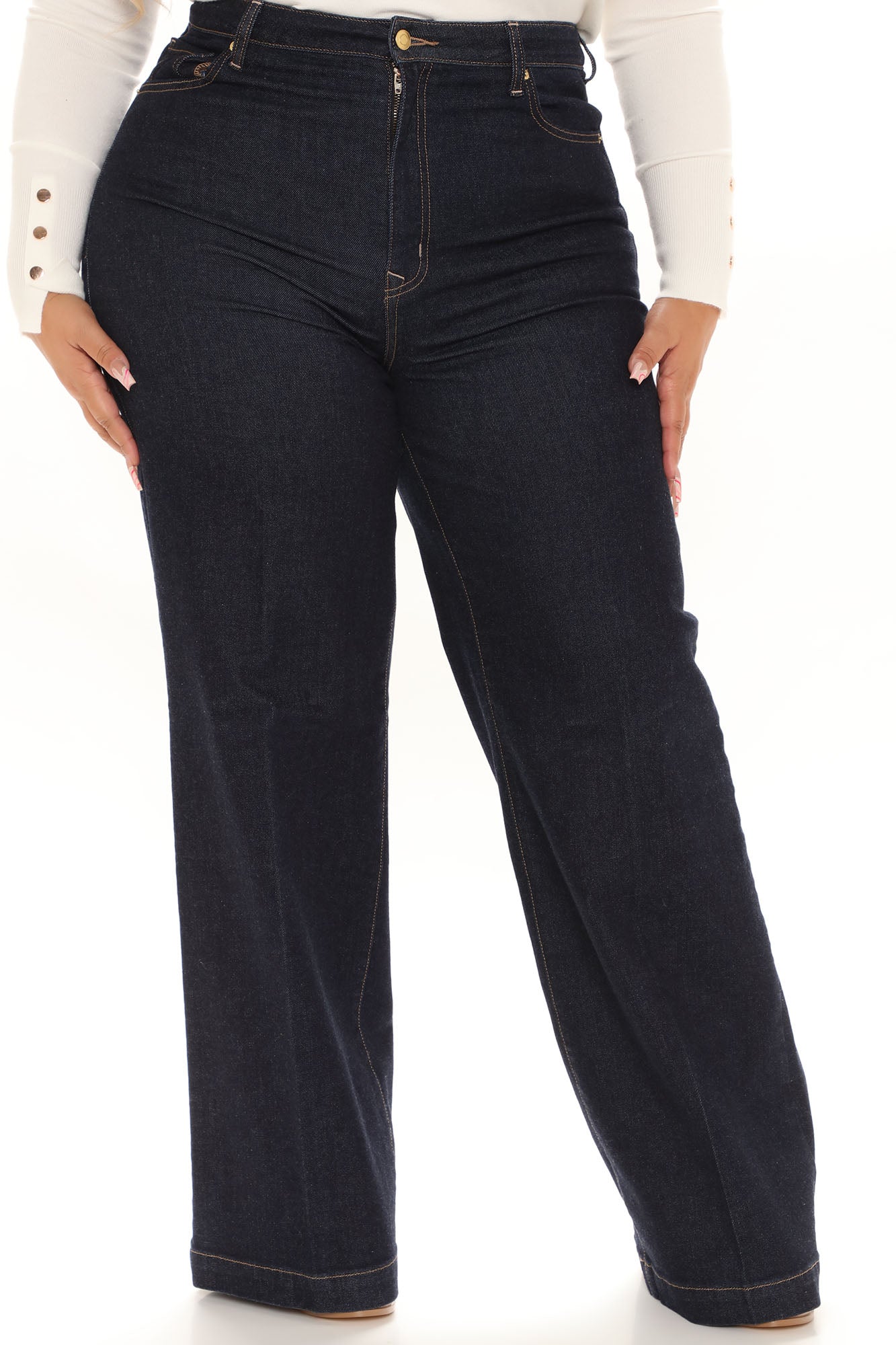 Classic High Waist Trouser Flare Jeans - Rinse Blue Wash Ins Street