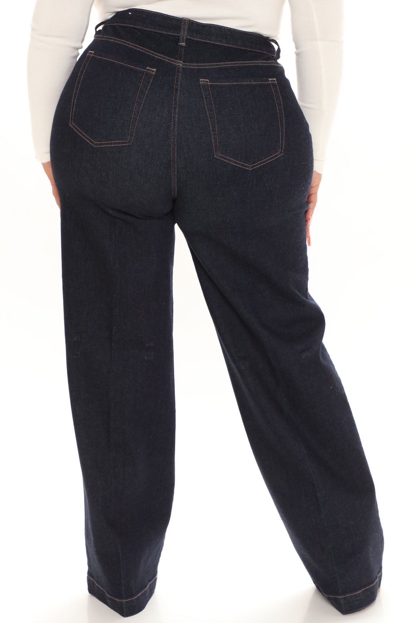 Classic High Waist Trouser Flare Jeans - Rinse Blue Wash Ins Street
