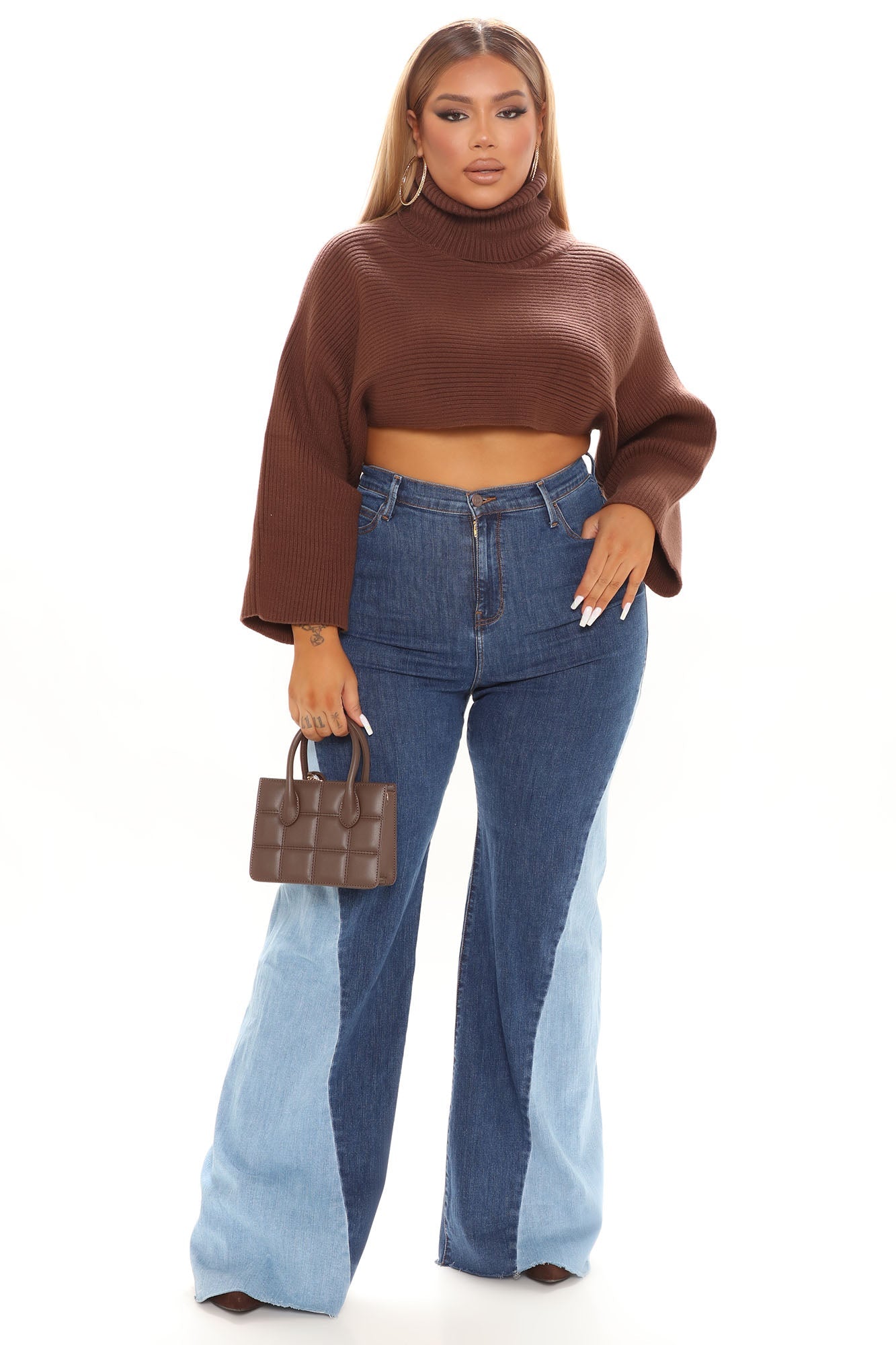 Colorblock Em' Out Stretch Flare Jeans - Medium Blue Wash Ins Street
