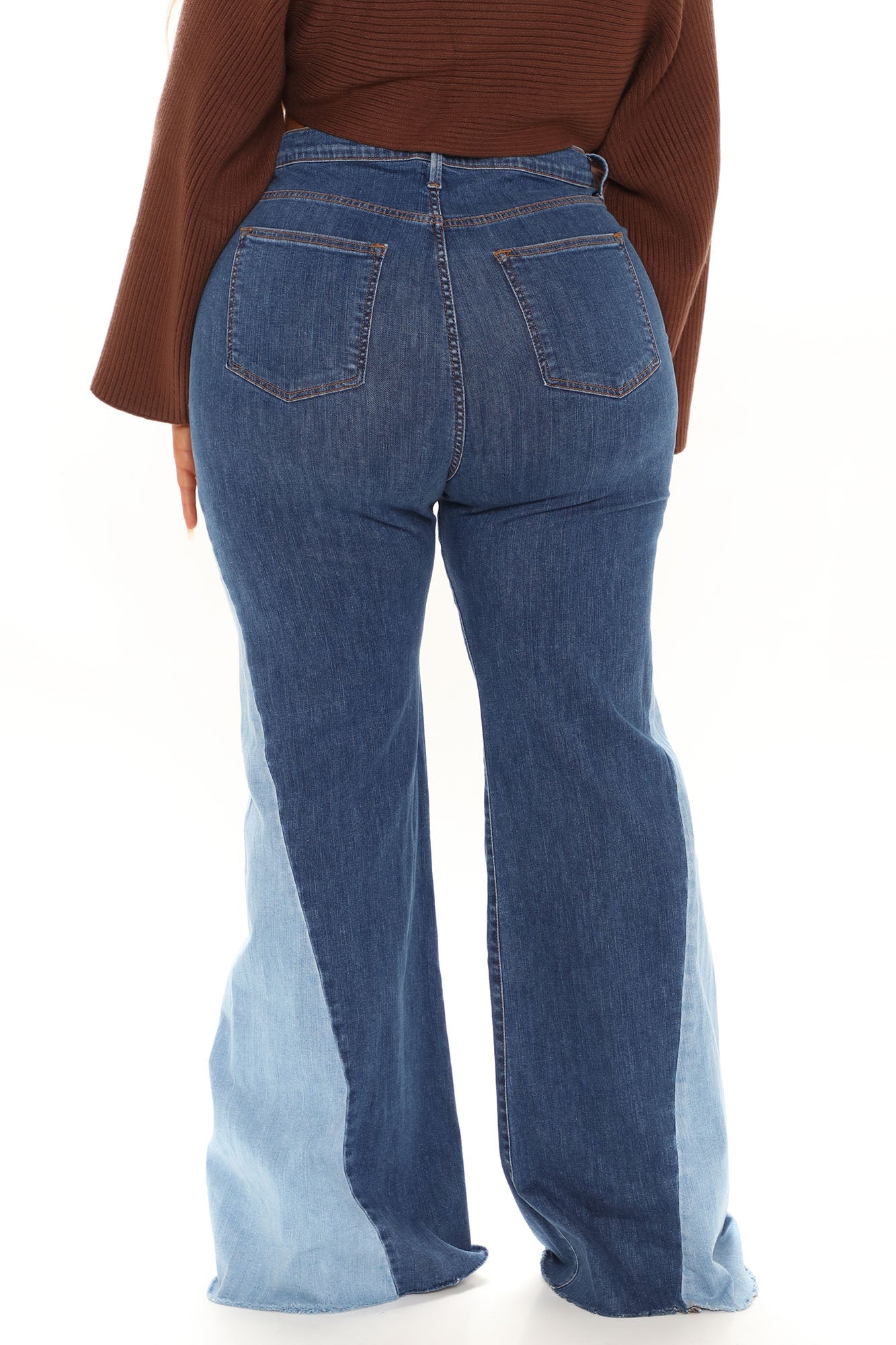 Colorblock Em' Out Stretch Flare Jeans - Medium Blue Wash Ins Street