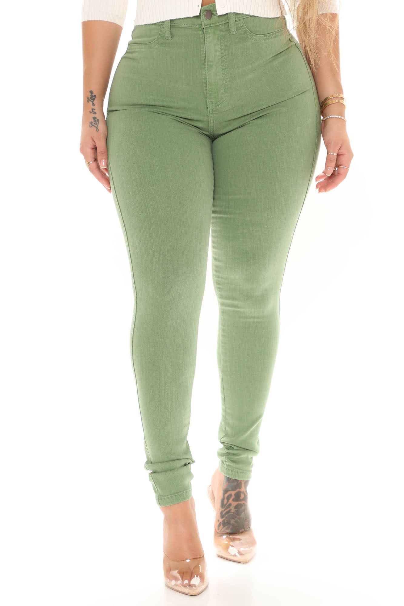 Classic High Waist Skinny Jeans - Olive Ins Street