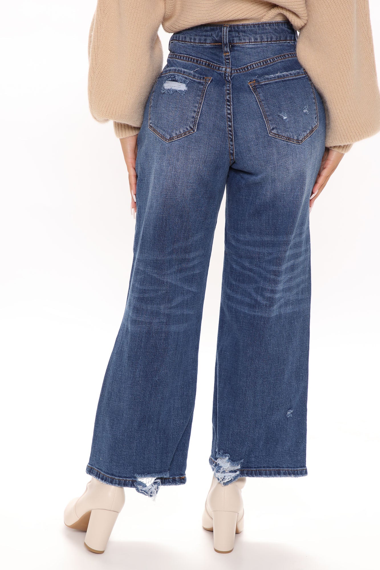 Short Fast Times Loose Wide Leg Jeans - Dark Wash Ins Street