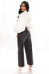 Midtown Manhattan Stretch Wide Leg Jeans - Black Ins Street