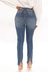From The Block High Rise Skinny Belted Jeans - Dark Wash Ins Street