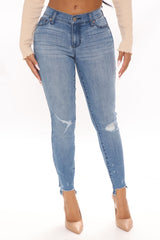 Your Turn Ankle Jeans - Medium Blue Wash Ins Street