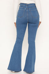 Oh She's Fancy Classic Stretch Flare Jeans - Medium Blue Wash Ins Street