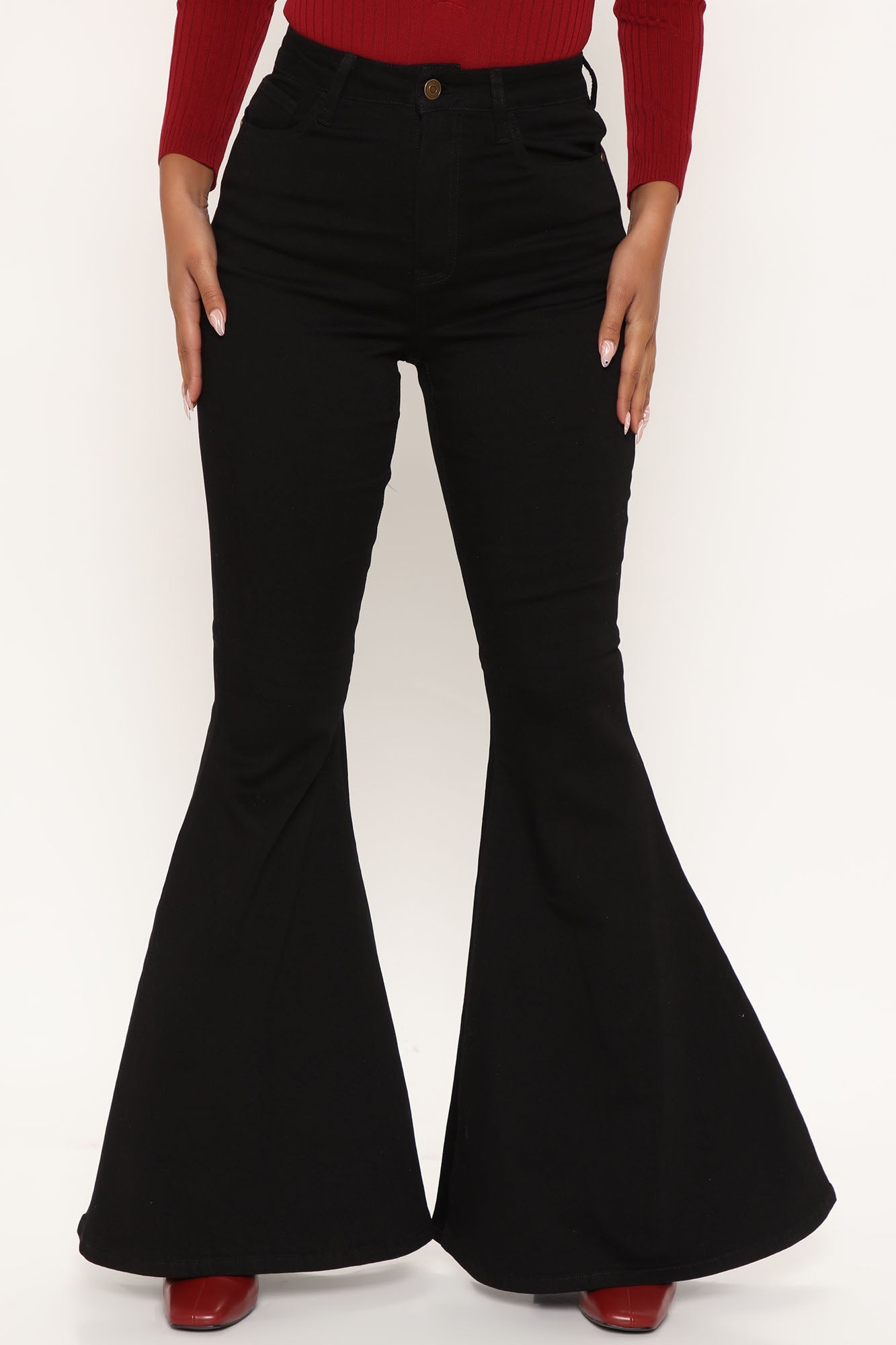 Coraline High Rise Super Flare Jeans - Black Ins Street