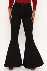 Coraline High Rise Super Flare Jeans - Black Ins Street
