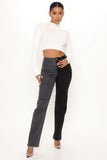 Double Time High Rise Straight Leg Jeans - Black/Grey