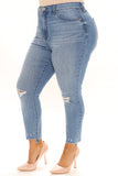Your Turn Ankle Jeans - Medium Blue Wash Ins Street