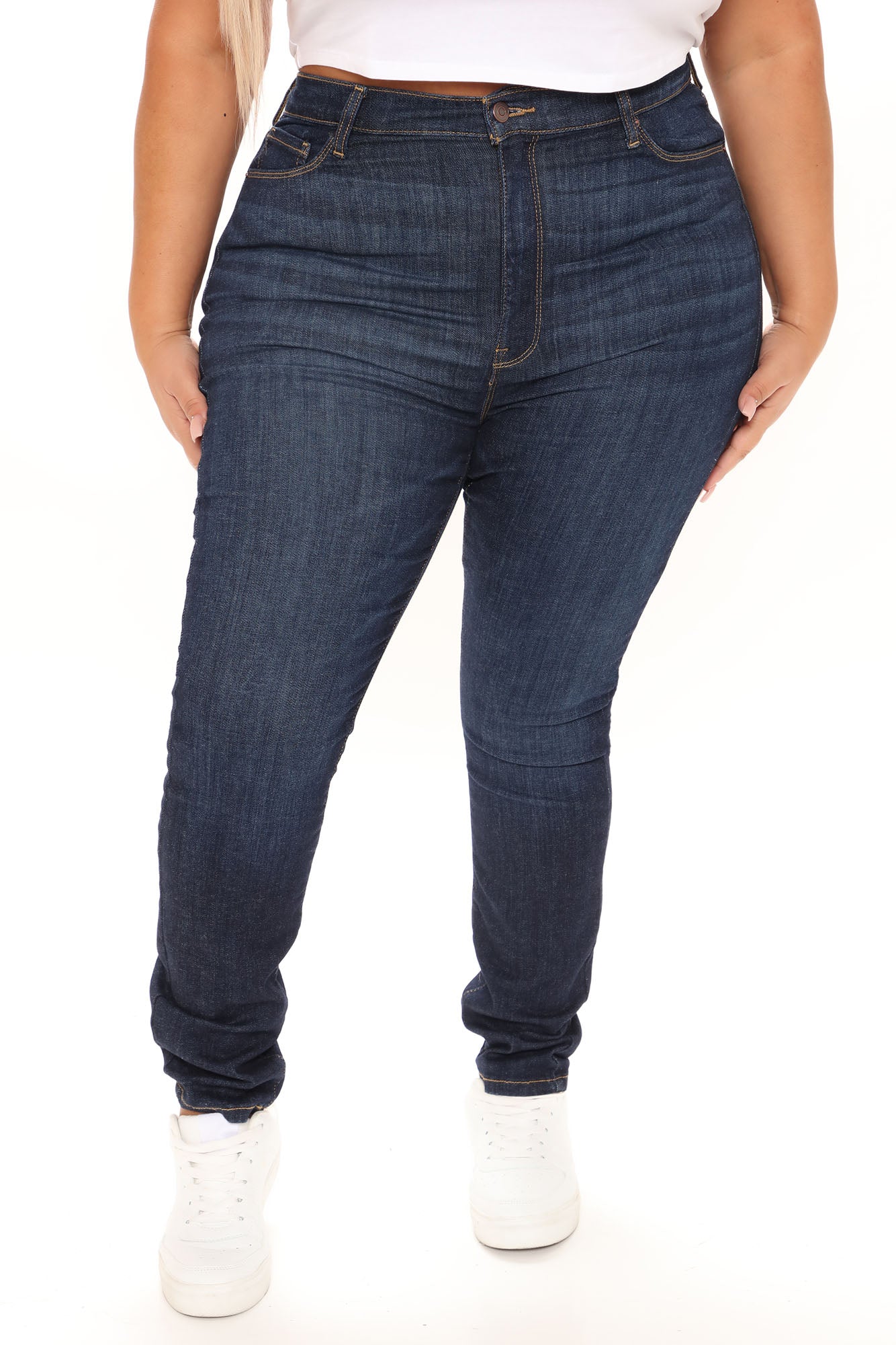 All For One Universal High Rise Skinny Jeans - Dark Wash Ins Street