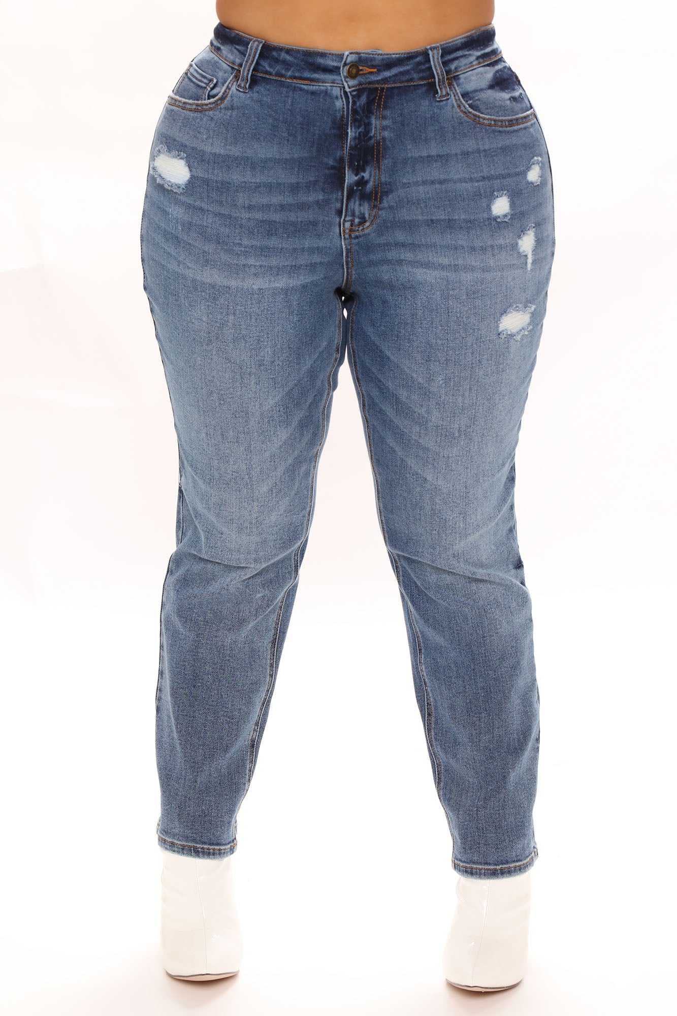 Still Got It Straight Leg Jeans - Medium Blue Wash Ins Street