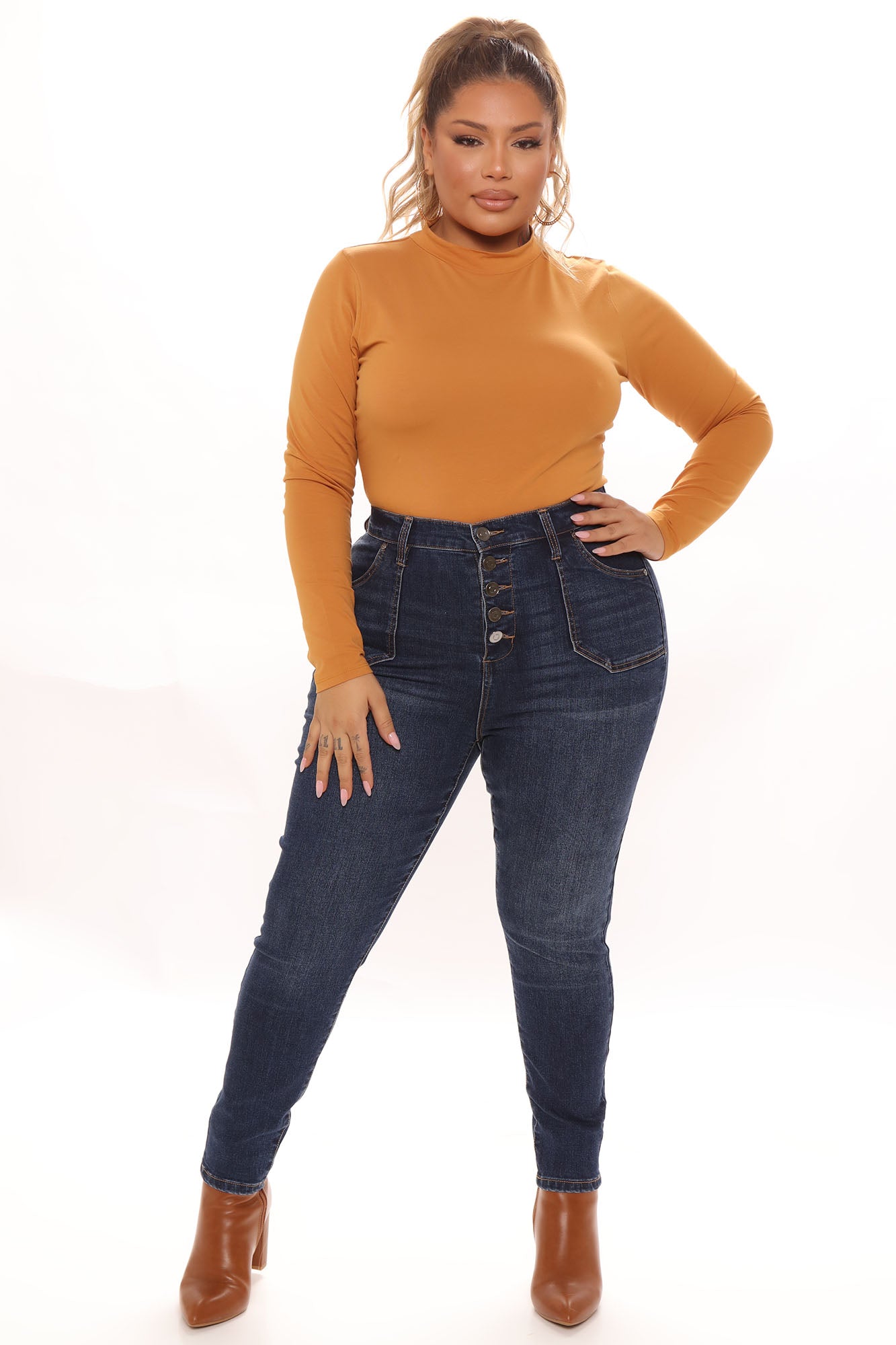 Nequita High Rise Skinny Jeans - Medium Blue Wash Ins Street
