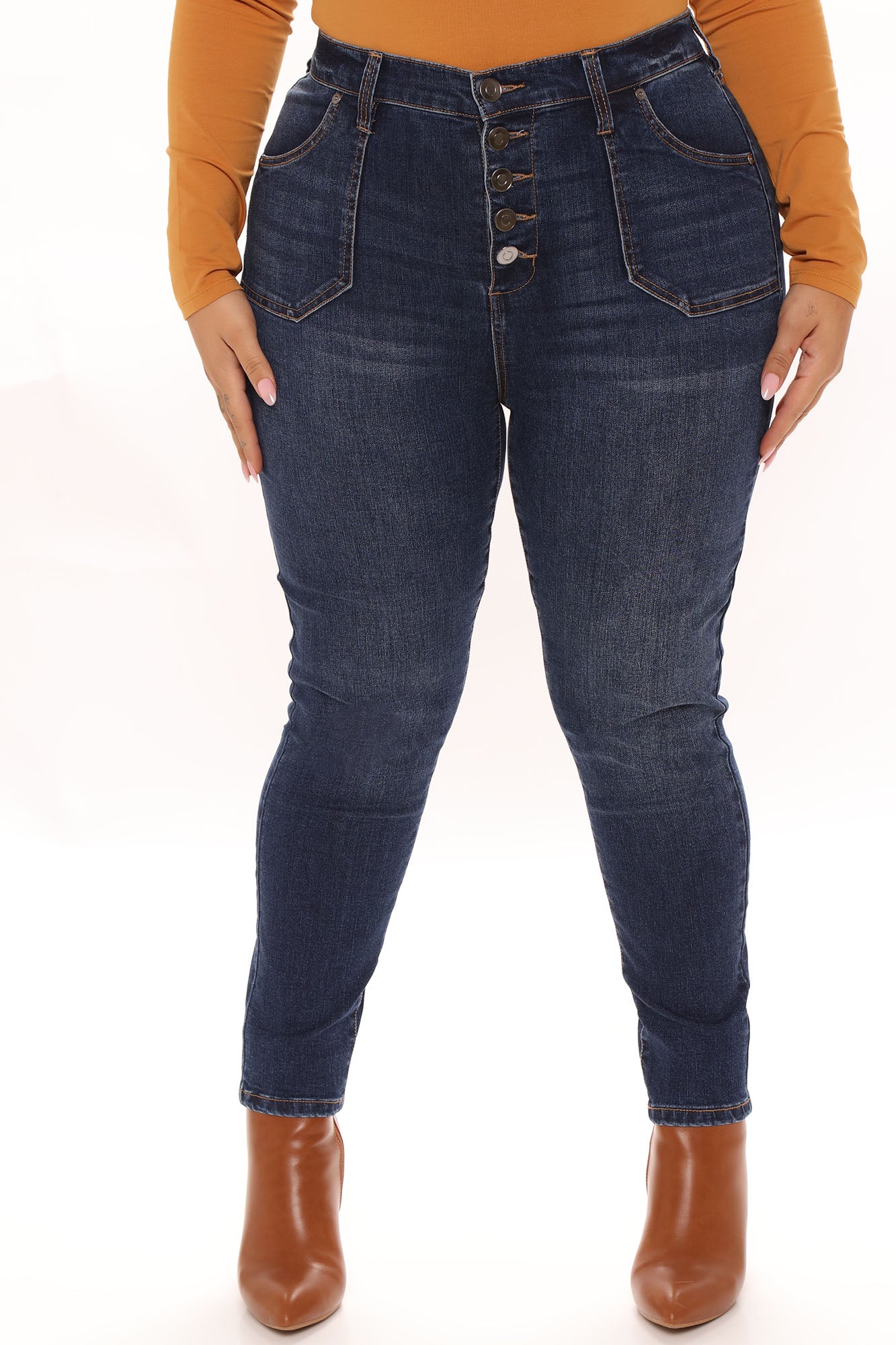Nequita High Rise Skinny Jeans - Medium Blue Wash Ins Street