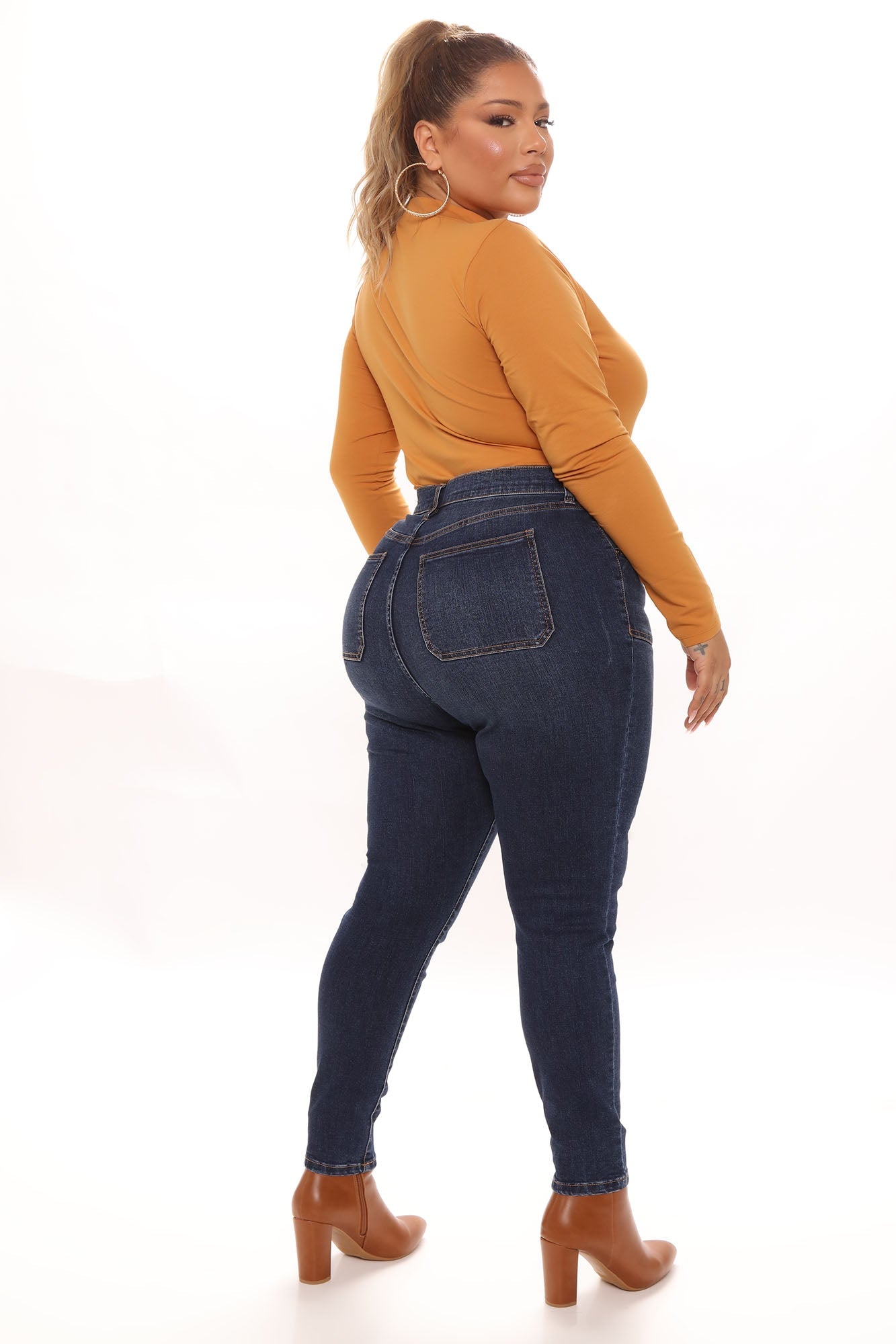 Nequita High Rise Skinny Jeans - Medium Blue Wash Ins Street