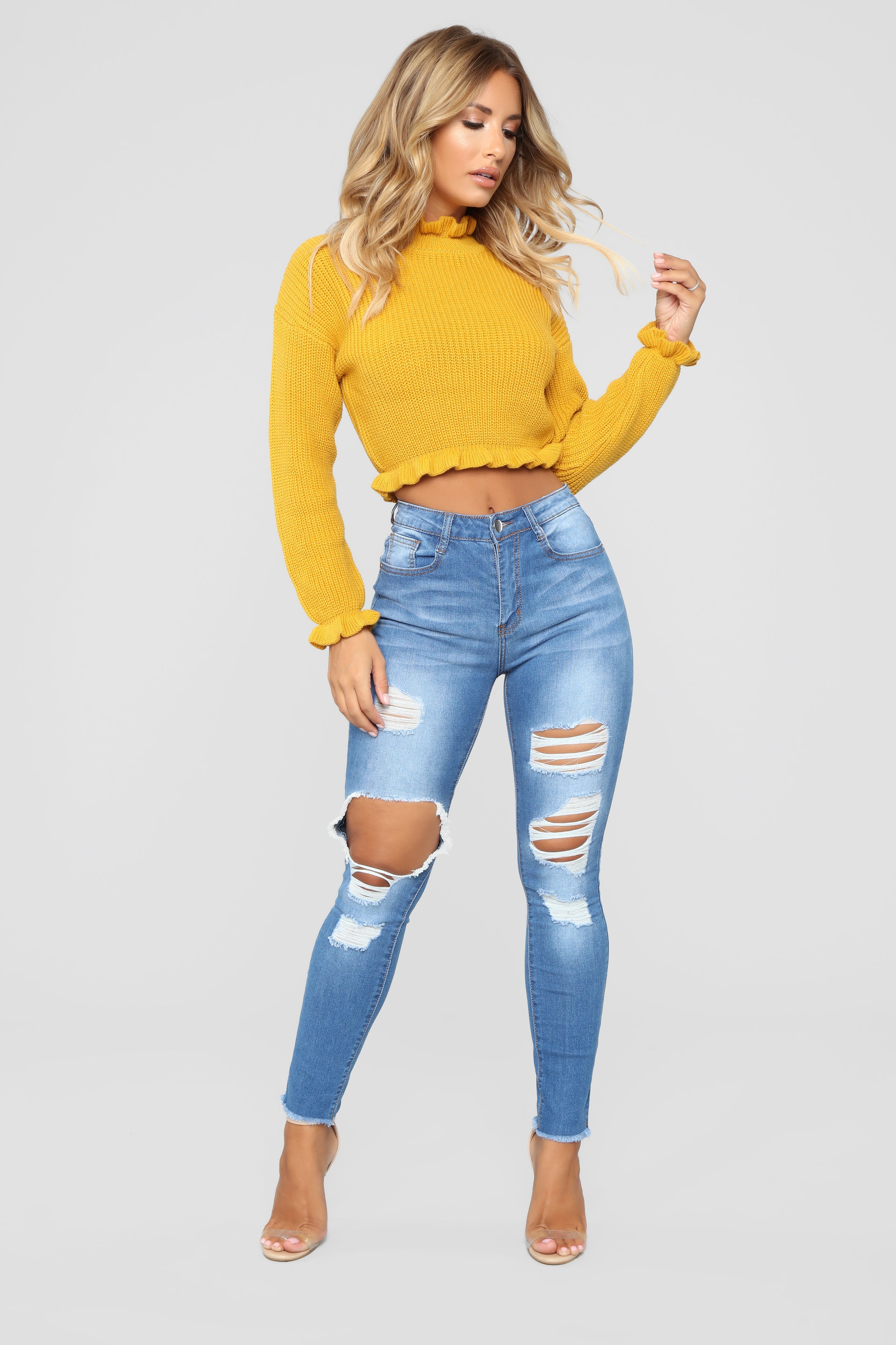 Watcha Doin' Skinny Jeans - Medium Blue Wash Ins Street