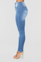 Watcha Doin' Skinny Jeans - Medium Blue Wash Ins Street