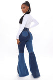 Block Out The Haters Colorblock Flare Jeans - Blue/combo Ins Street