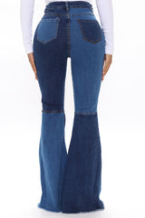 Block Out The Haters Colorblock Flare Jeans - Blue/combo Ins Street