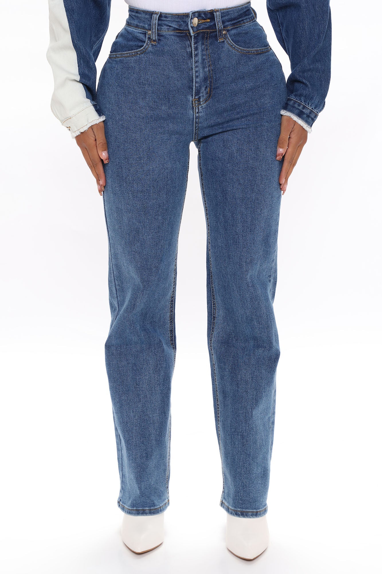 Sweet Love Straight Leg Jeans - Medium Blue Wash Ins Street
