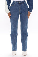 Sweet Love Straight Leg Jeans - Medium Blue Wash Ins Street