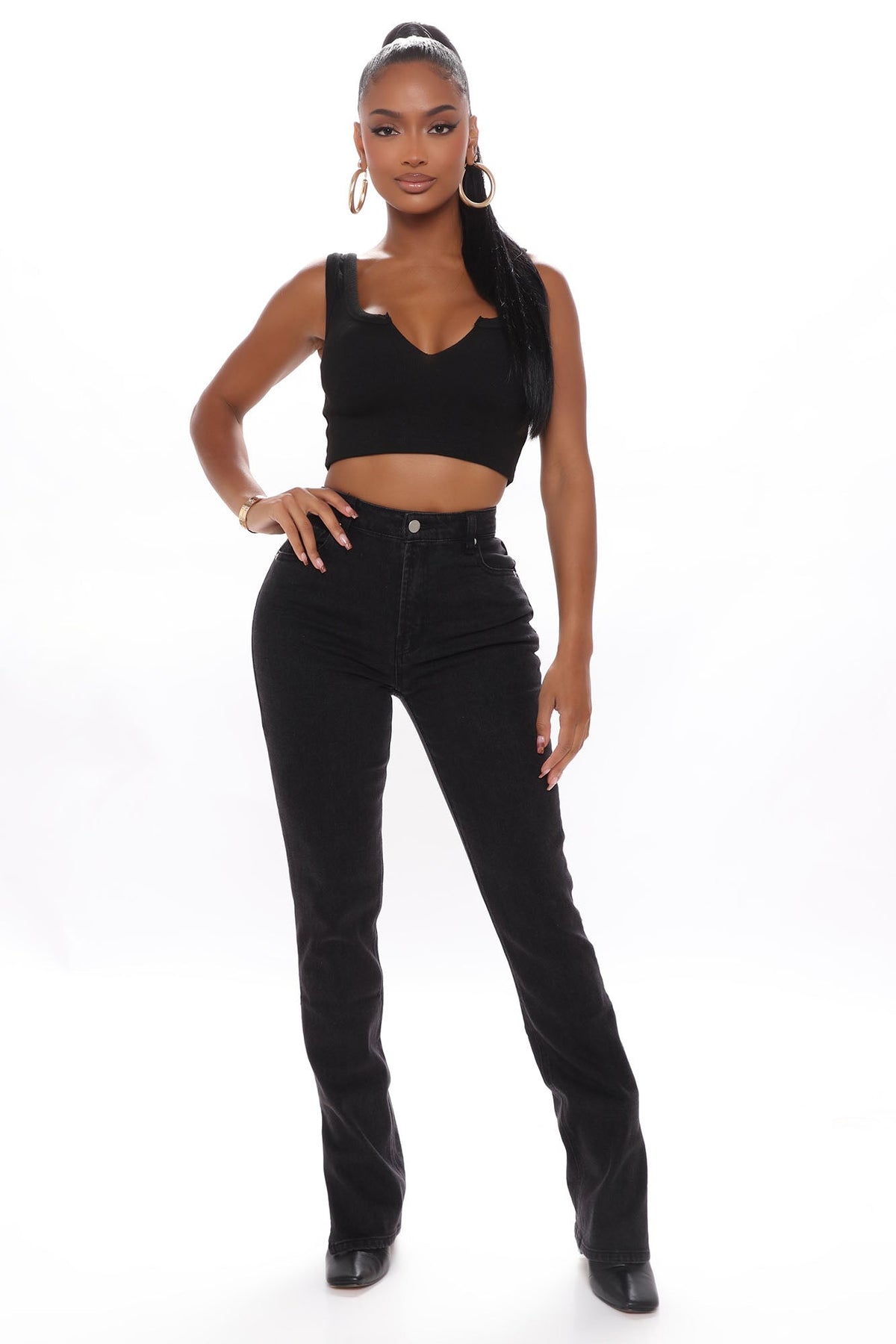 Supernova Side Split Straight Leg Jeans - Black Ins Street