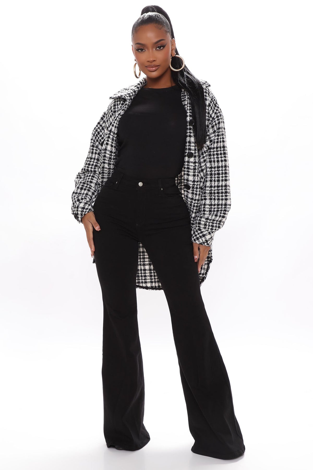 Santorini Super Stretch Flare Jeans - Black Ins Street