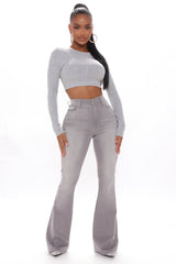 She's Got Flare Stretch Jeans - Grey Ins Street