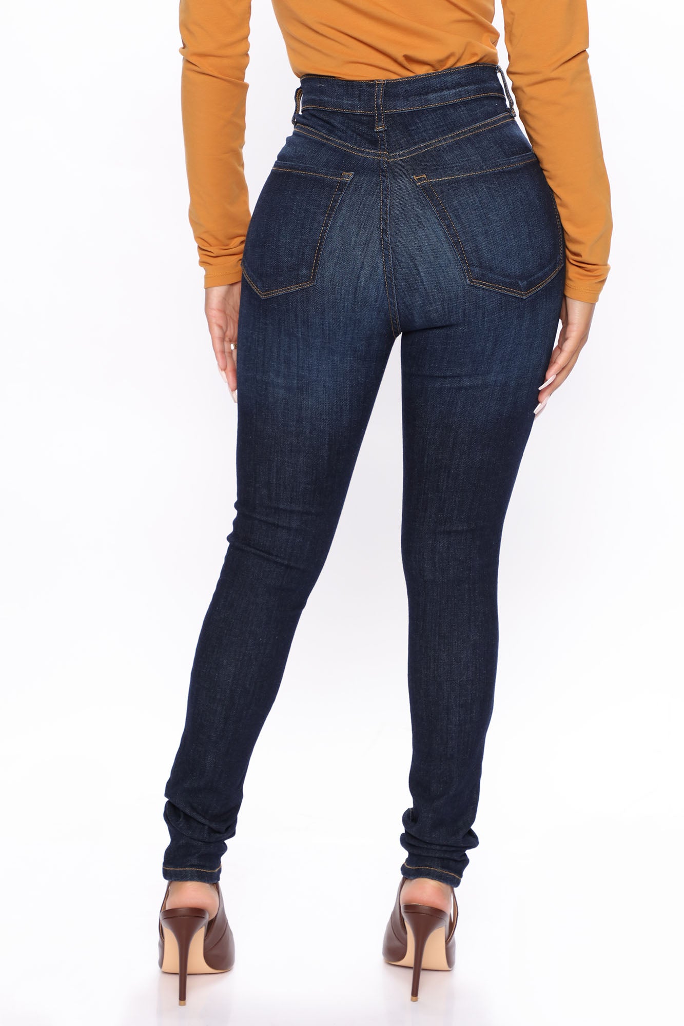 All For One Universal High Rise Skinny Jeans - Dark Wash Ins Street