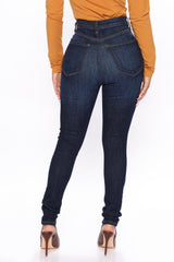 All For One Universal High Rise Skinny Jeans - Dark Wash Ins Street