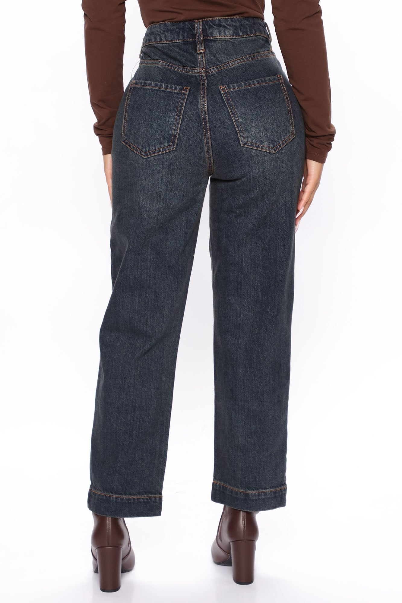 Kensington High Rise Ankle Straight Leg Jeans - Dark Wash Ins Street