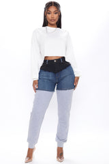 Top Tier Denim Sweatpant Joggers - Blue/combo Ins Street