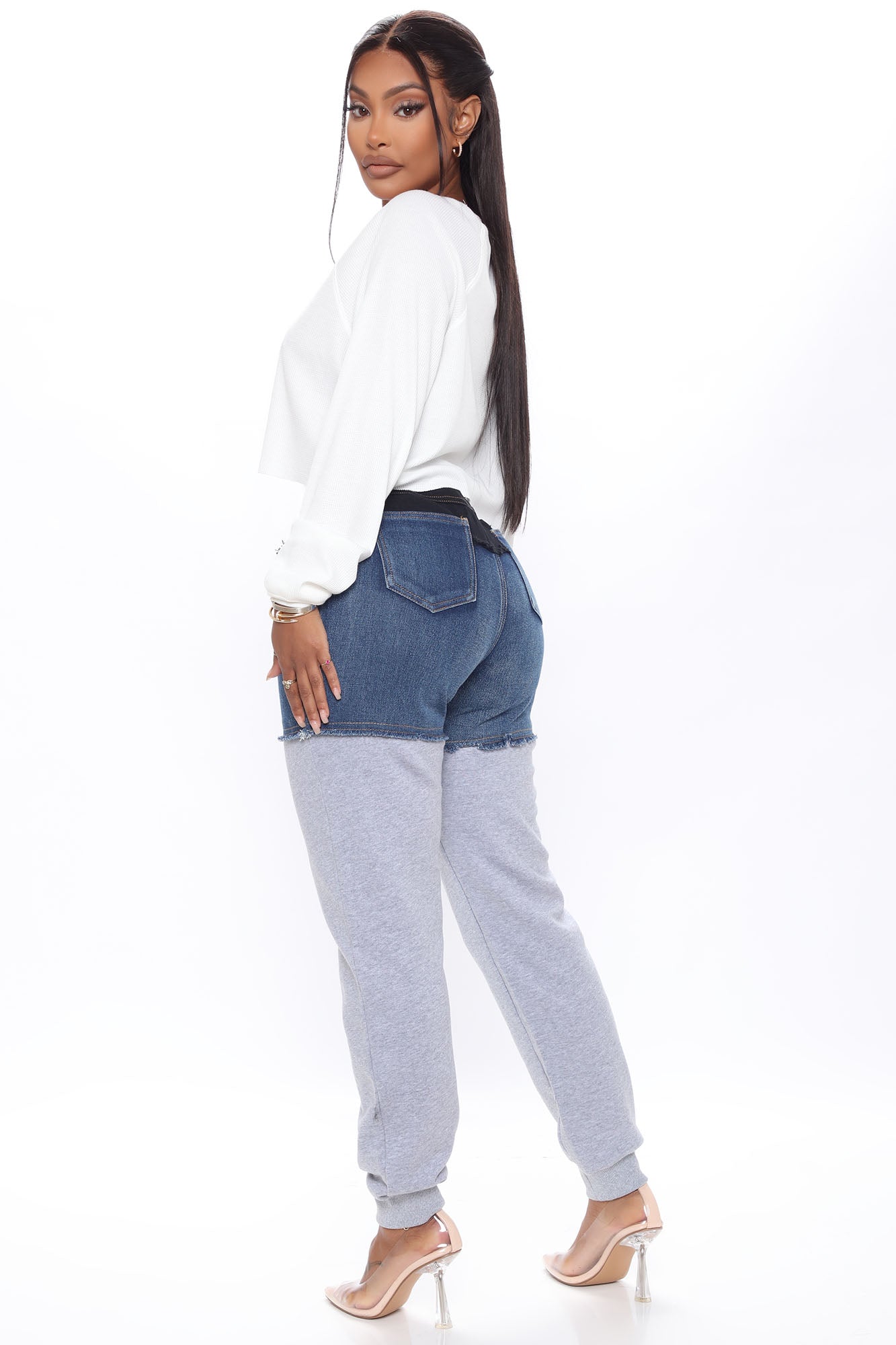 Top Tier Denim Sweatpant Joggers - Blue/combo Ins Street