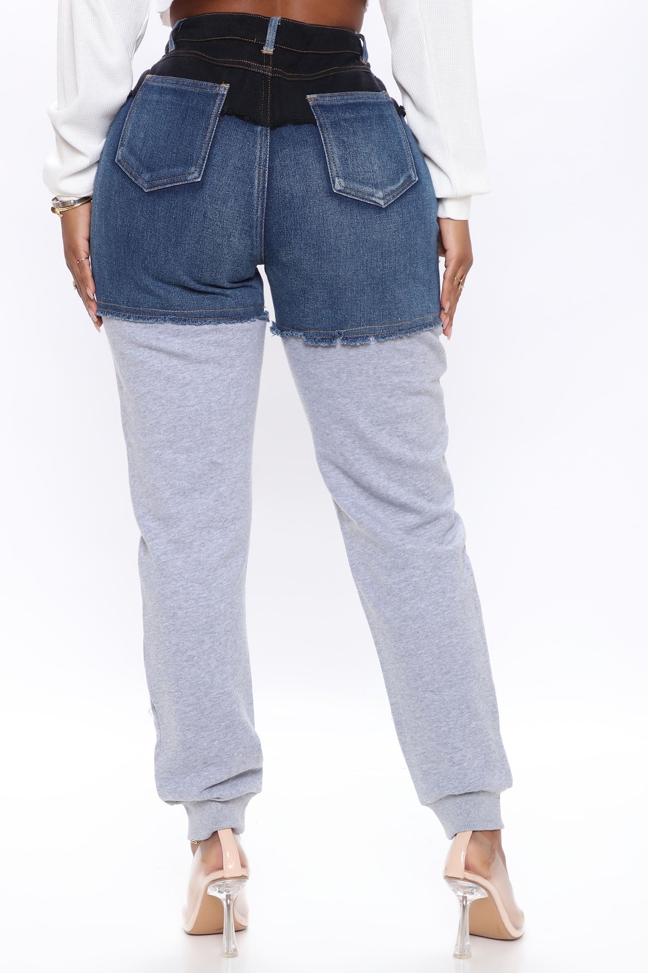 Top Tier Denim Sweatpant Joggers - Blue/combo Ins Street