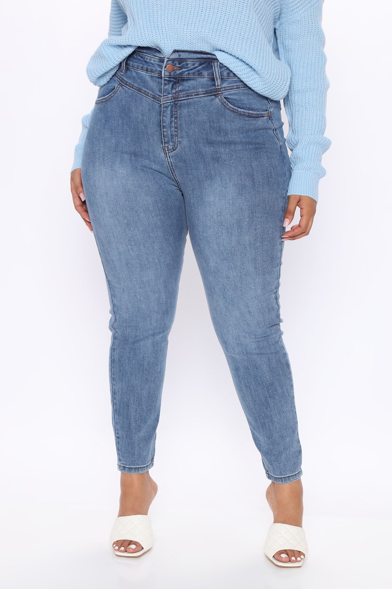 Adelaide Super High Rise Skinny Jeans - Medium Blue Wash Ins Street