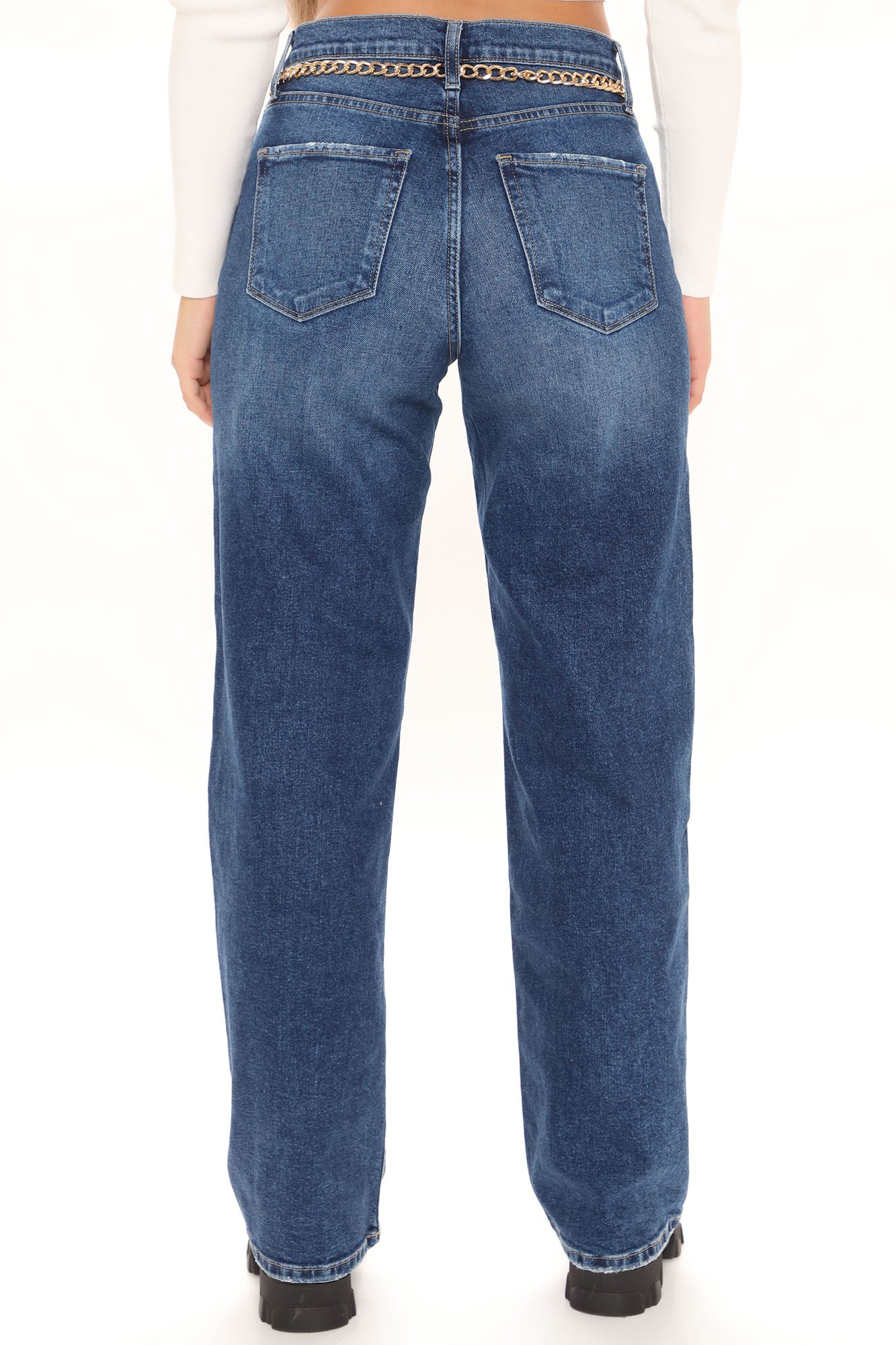 Straight From The Block Belted High Rise Jeans - Medium Blue Wash Ins Street