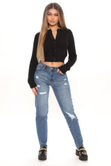 Survival Of The Fittest Ripped Boyfriend Jeans - Dark Wash Ins Street