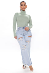 Hangin' Loose Ripped Wide Leg Jeans - Light Blue Wash Ins Street