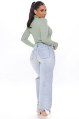 Hangin' Loose Ripped Wide Leg Jeans - Light Blue Wash Ins Street