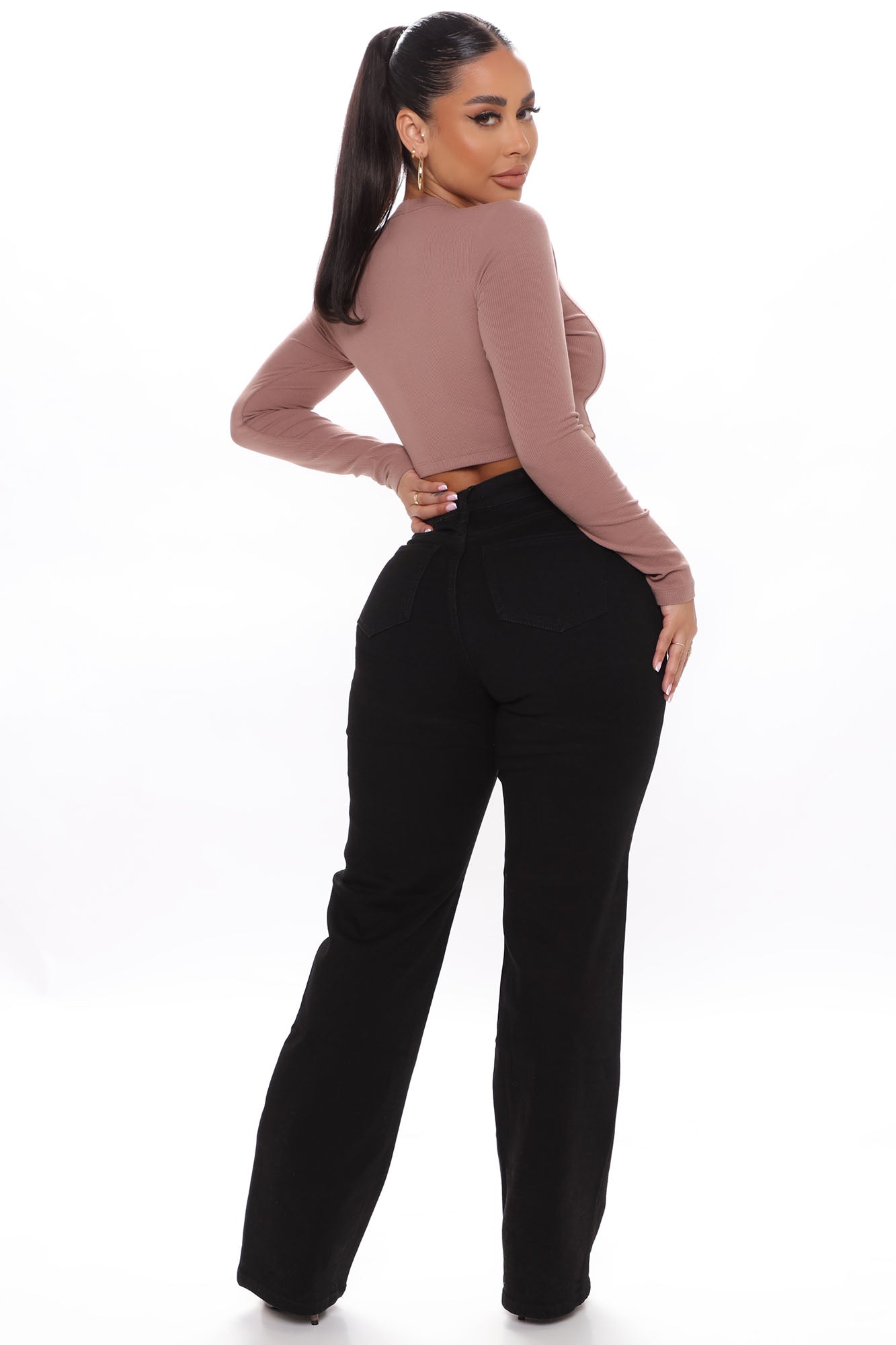 Coraline High Rise Straight Leg Jeans - Black Ins Street
