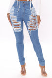 Yes Now Distressed Skinny Jeans - Medium Blue Wash Ins Street